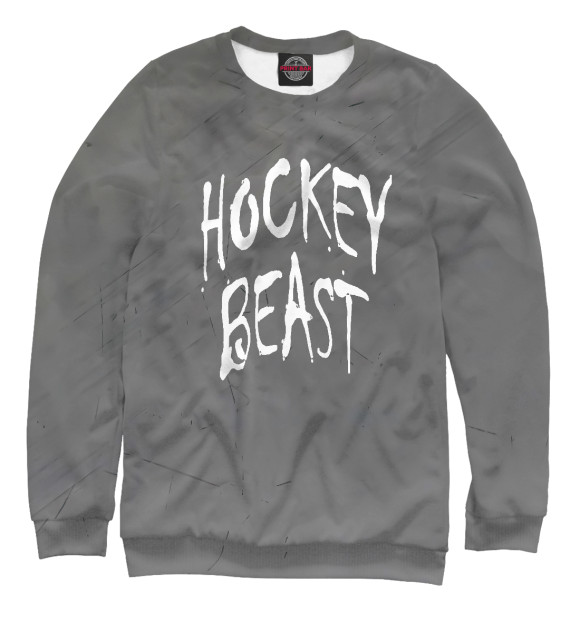 Свитшот для девочек с изображением Hockey Beast цвета Белый