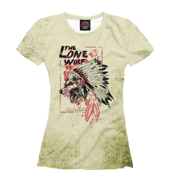 Женская футболка с изображением The Lone Wolf цвета Белый