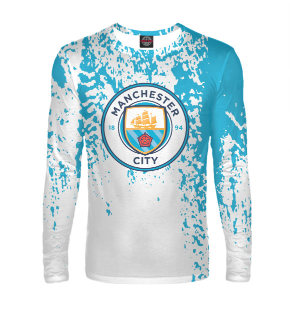 Мужской лонгслив с изображением Manchester City цвета Белый