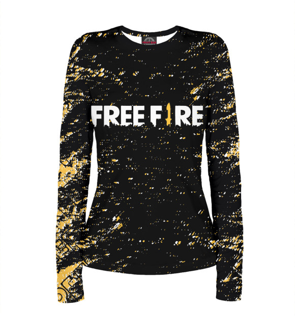 Женский лонгслив с притом Garena Free Fire цвета Белый Женский лонгслив с изображением Garena Free Fire цвета Белый