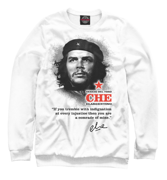 Мужской свитшот с изображением Che (белый фон) цвета Белый