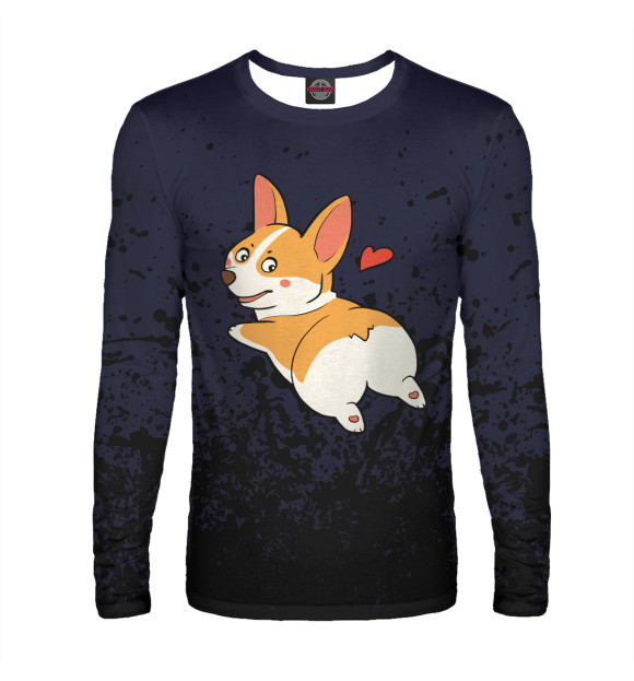 Мужской лонгслив с изображением Corgi Butts цвета Белый