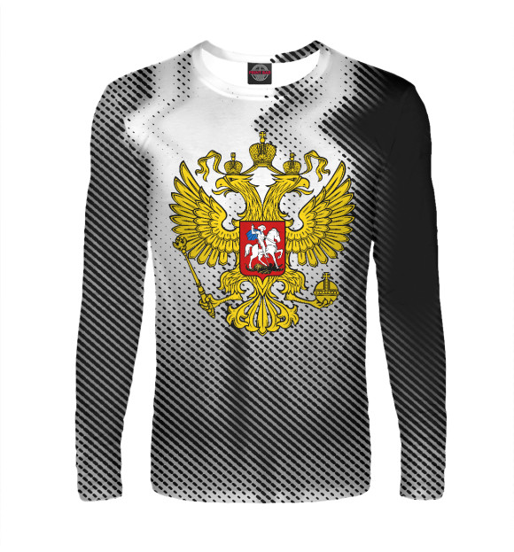 Мужской лонгслив с изображением ГЕРБ РФ +sport цвета Белый