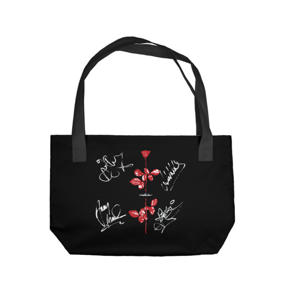 Пляжная сумка с изображением Depeche Mode автографы цвета 