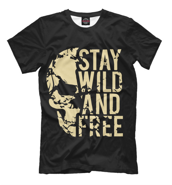 Мужская футболка с изображением Stay wild and free цвета Черный