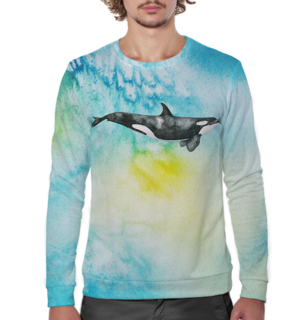 Мужской свитшот с изображением Касатка цвета Белый