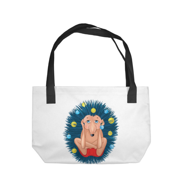 Пляжная сумка с изображением Йога-ёжик цвета 