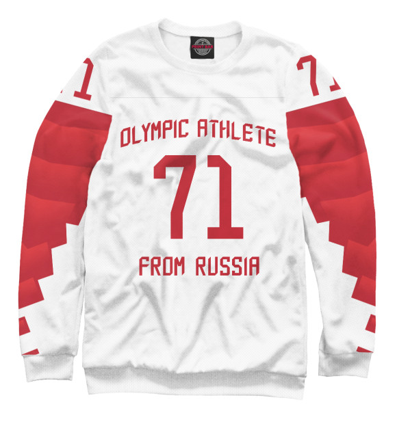 Мужской свитшот с изображением Ковальчук Форма на Олимпиаде 2018 Гостевая цвета Белый