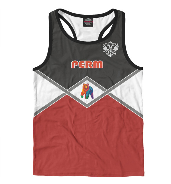 Мужская майка-борцовка с изображением Пермь цвета Белый