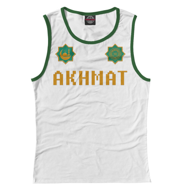 Женская майка с притом Akhmat Fight Club цвета Белый Женская майка с изображением Akhmat Fight Club цвета Белый