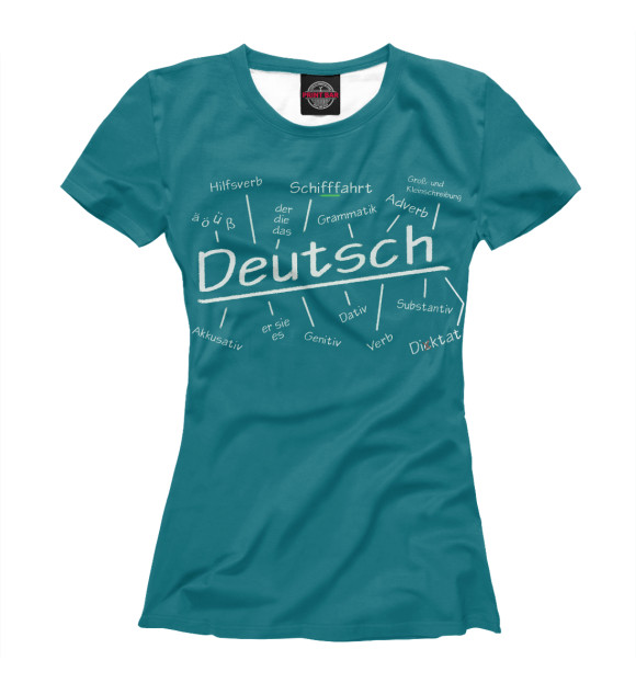 Женская футболка с изображением Немецкий язык цвета Белый