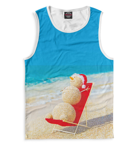 

Майки Print Bar, Белый, Снеговик на пляже