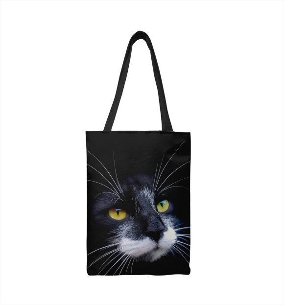 Сумка-шоппер с изображением Черный кот цвета 
