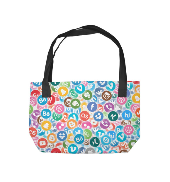 Пляжная сумка с изображением Социальные сети цвета 