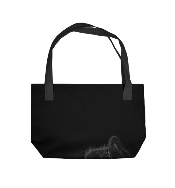 Пляжная сумка с изображением Черная кошка в черной комнате цвета 