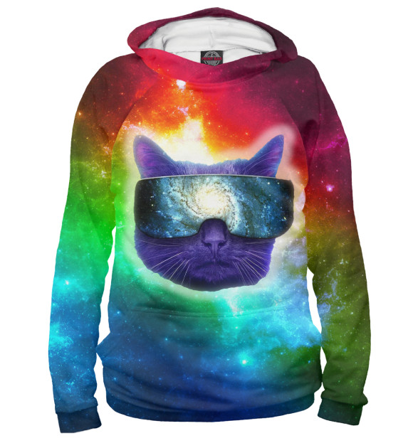 Мужское худи с изображением Colour Space цвета Белый