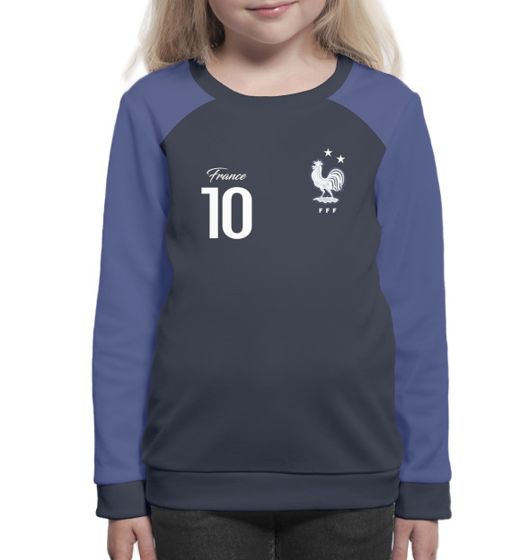Свитшот для девочек с изображением Килиан Мбаппе - Сборная Франции цвета Белый