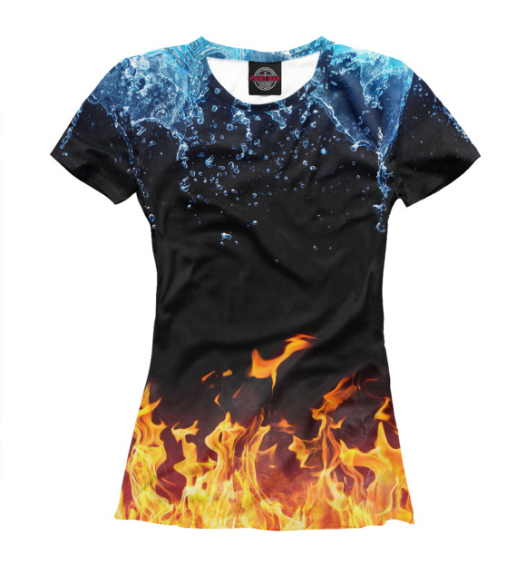 Женская футболка с изображением Вода и Пламя цвета Белый