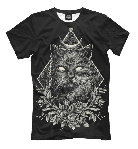 Мужская футболка с изображением Dark Cat цвета Черный