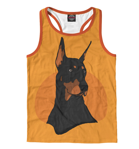 Мужская майка-борцовка с изображением Доберман цвета Белый