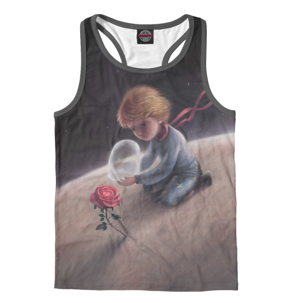 Мужская майка-борцовка с изображением Маленький принц цвета Белый