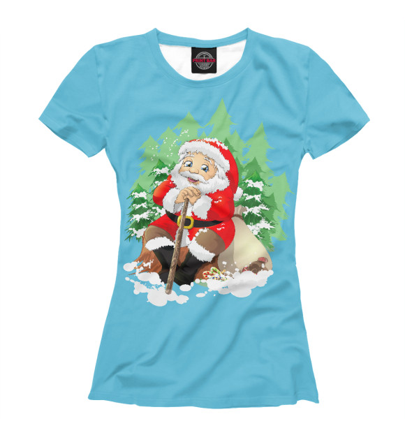 Футболка для девочек с изображением Дед Мороз цвета Белый