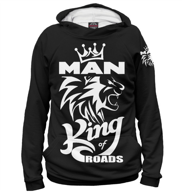 Мужское худи с изображением MAN - king of roads цвета Белый
