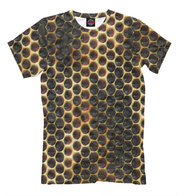 Мужская футболка с изображением Сладкая одежда из пчелиных сот цвета Молочно-белый