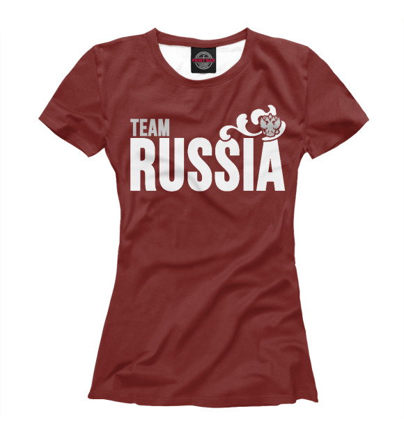 Женская футболка с изображением Team Russia цвета Белый