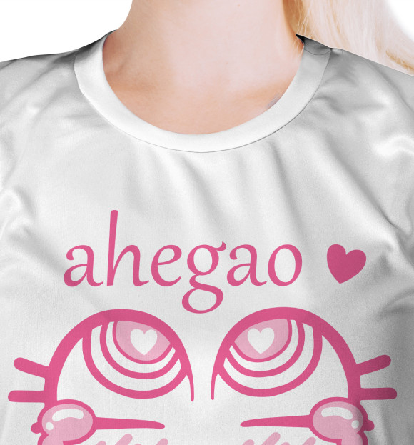 Женская футболка с изображением Ahegao Anime цвета Белый