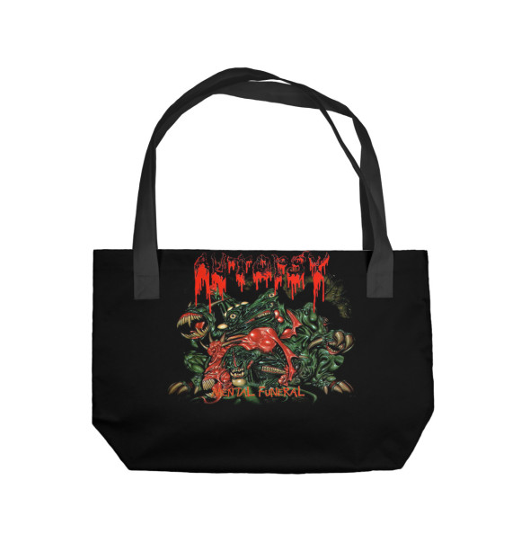 Пляжная сумка с притом Autopsy death metal band цвета  Пляжная сумка с изображением Autopsy death metal band цвета