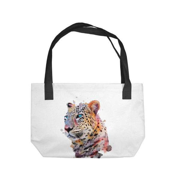 Пляжная сумка с изображением Цветной Леопард цвета 