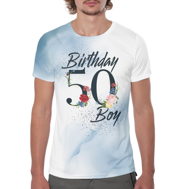 Мужская футболка с изображением 50 лет цвета Белый