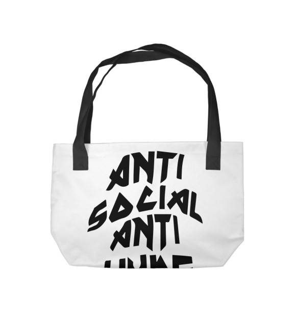 Пляжная сумка с изображением Anti Social Anti Hype White цвета 
