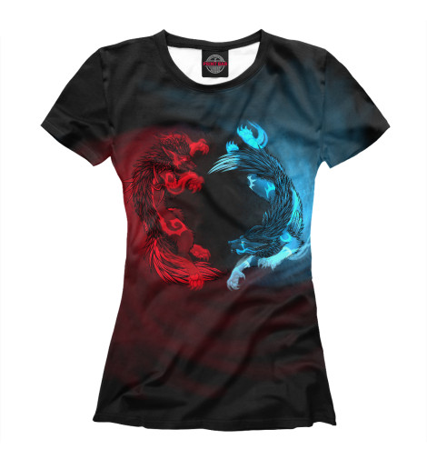 

Футболки Print Bar, Белый, Битва волков
