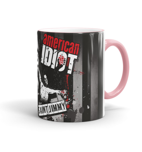 Кружка с изображением Green Day цвета розовый