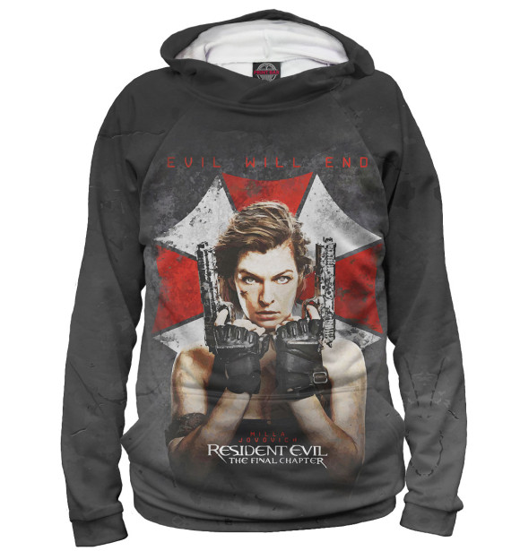 Женское худи с изображением Обитель зла цвета Белый