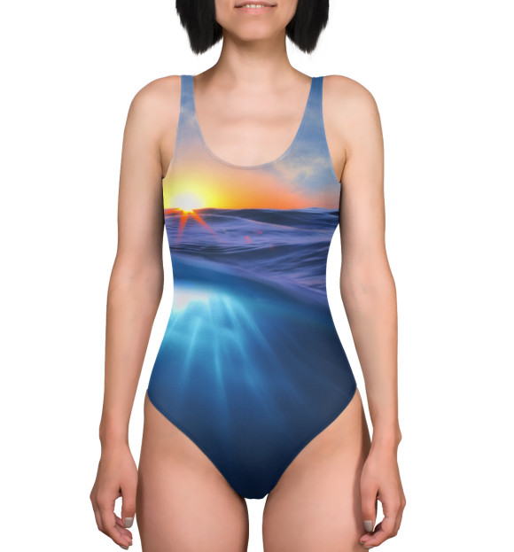 Купальник-боди с изображением Волна цвета 