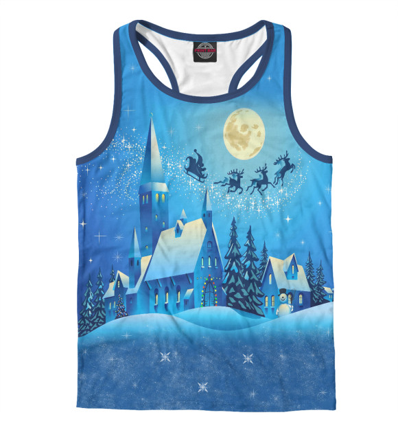 Мужская майка-борцовка с изображением Новогодняя ночь цвета Белый