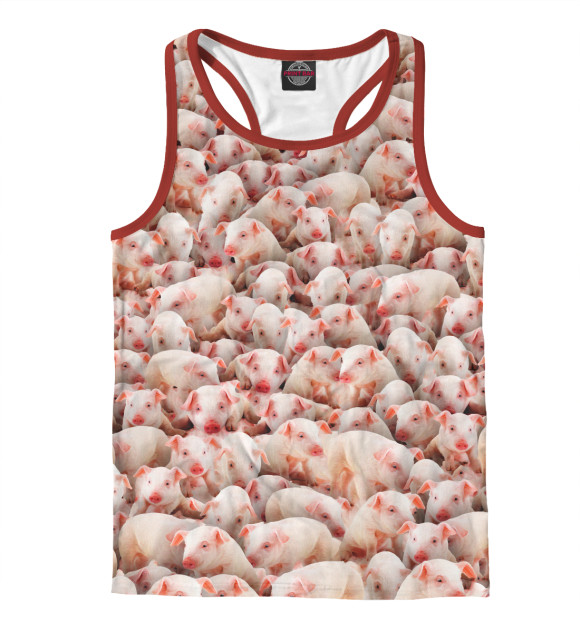 Мужская майка-борцовка с изображением Поросята цвета Белый