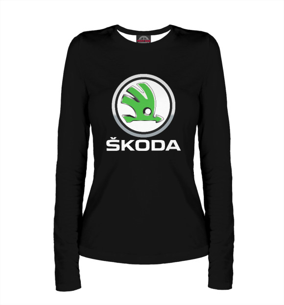 Женский лонгслив с изображением Skoda цвета Белый
