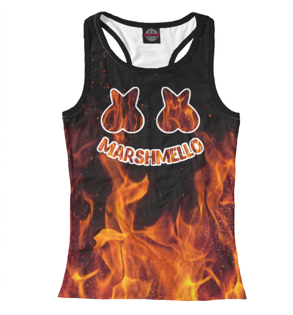 Женская майка-борцовка с изображением Marshmello Fire цвета Белый