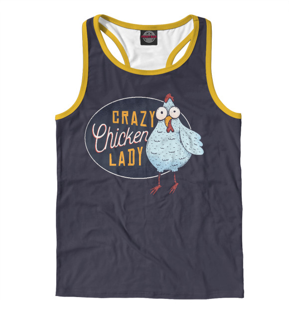 Мужская майка-борцовка с изображением Курица цвета Белый