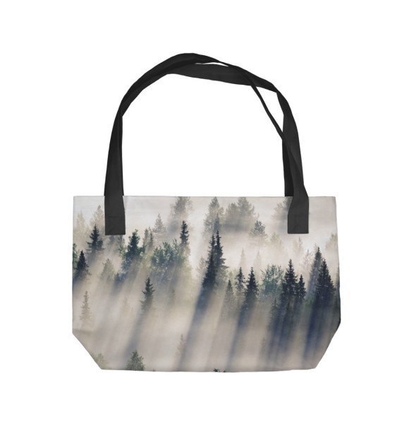 Пляжная сумка с изображением Ельник в тумане цвета 