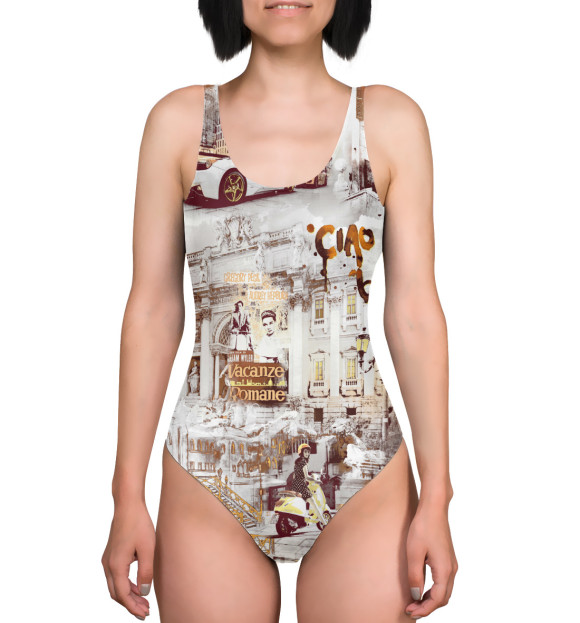 Купальник-боди с изображением На улицы Европы цвета 