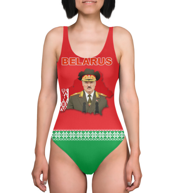 Купальник-боди с изображением Президент Лукашенко цвета 