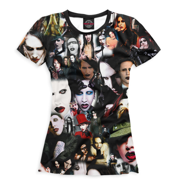 Женская футболка с изображением Mаrilyn Manson цвета Белый
