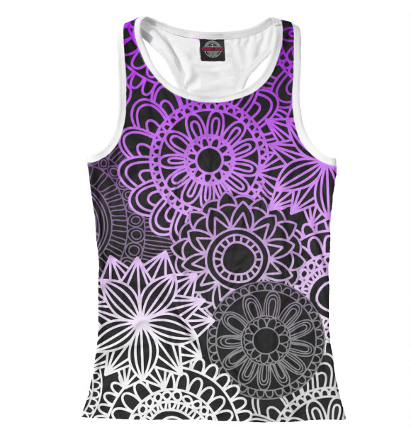 Женская майка-борцовка с изображением Мандала цвета Белый