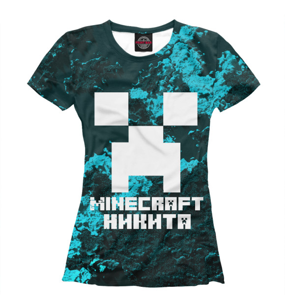 Женская футболка с изображением Никита-Minecraft цвета Белый