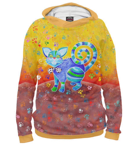 

Худи Print Bar, Белый, Счастливый полосатый кот